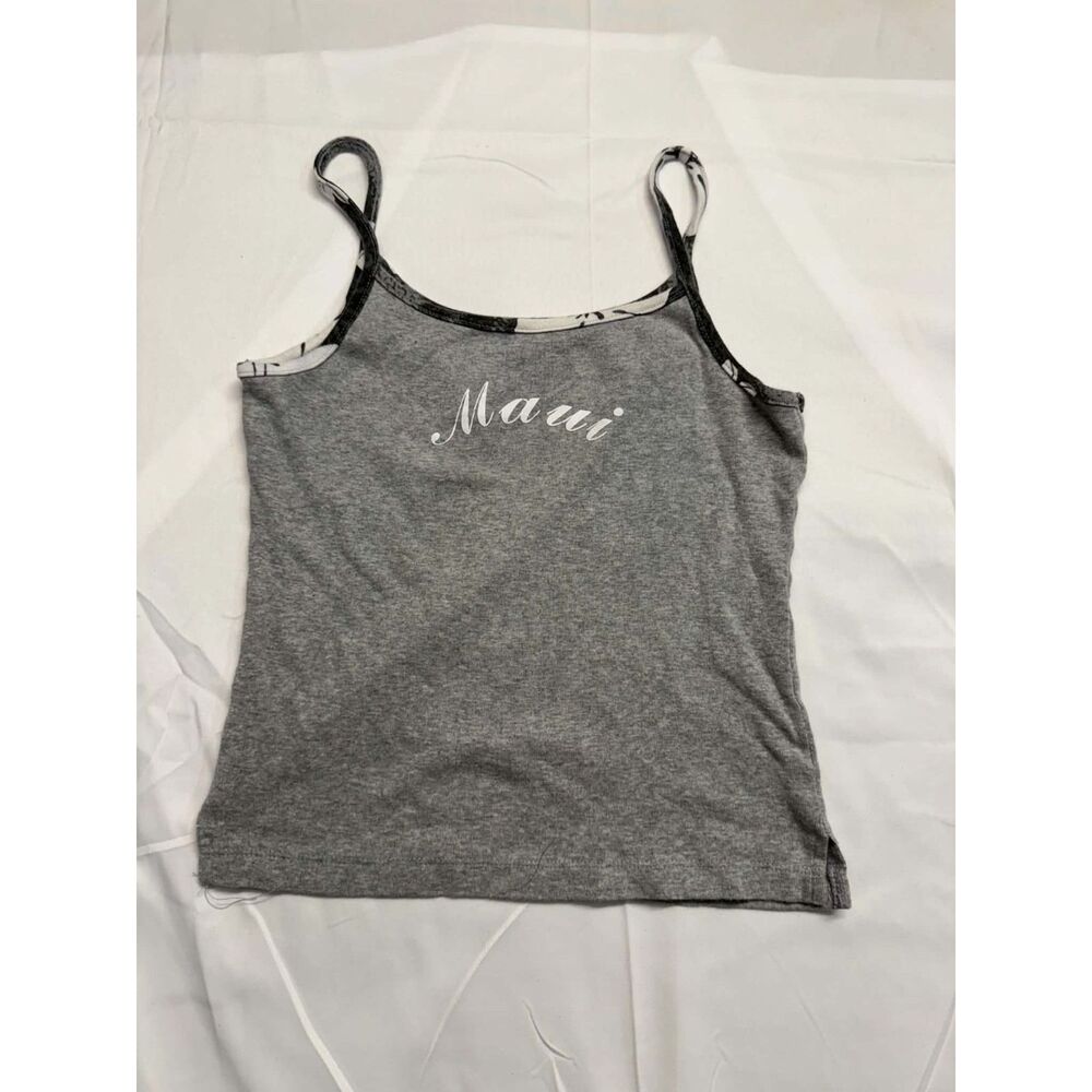 Island Design Collection Women's Gray Solid Cotton Spaghetti Strap Cami M